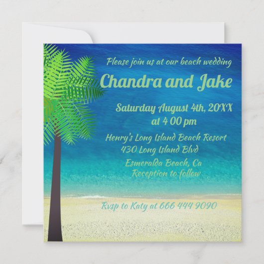 Fun Dream Beach Hochzeit Einladung (Vorderseite)