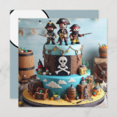 FUN DREI PIRATEN THEMED BIRTHDAY CAKE EINLADUNG (Vorne/Hinten)