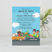 Fun Drive By Birthday Parade Party Foto Einladung (Stehend Vorderseite)
