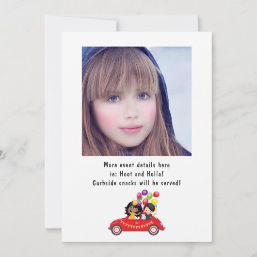 Fun Drive By Birthday Parade Party Foto Einladung (Rückseite)