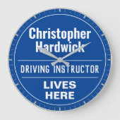 Fun Driving Instructor Wall Plaque Style Große Wanduhr (Vorderseite)