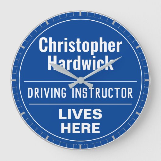 Fun Driving Instructor Wall Plaque Style Große Wanduhr (Vorderseite)