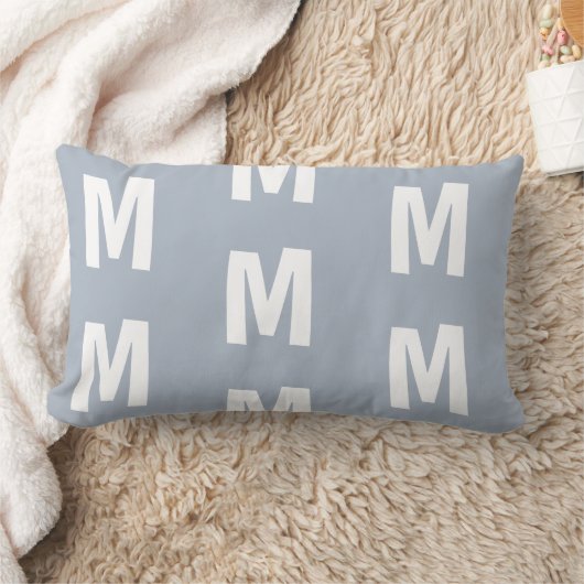 Fun Dusty Blue Monogram Lendenkissen (Decke)