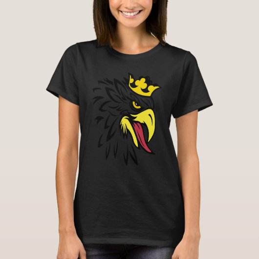 FUN EAGLE EAGLE BIRD WITH CROWN YELLOW EYES BOLD E T-Shirt (Vorderseite)