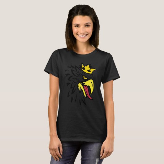 FUN EAGLE EAGLE BIRD WITH CROWN YELLOW EYES BOLD E T-Shirt (Vorne ganz)