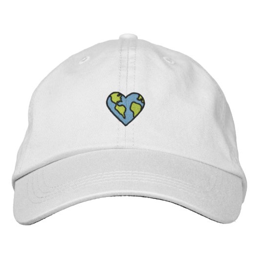 Fun Earth Heart besticktes Symbol Bestickte Baseballkappe (Vorderseite)