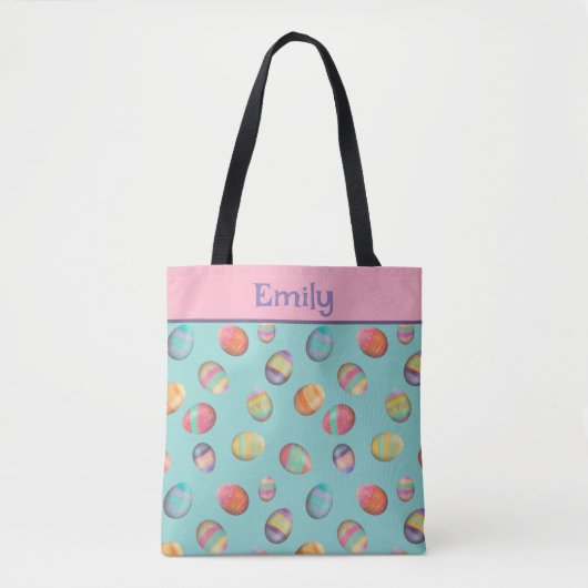 Fun Easter Egg Pastell Personalisierter Name Tasche (Vorderseite)