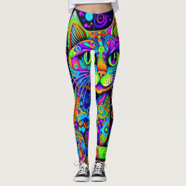 Fun Eccentric Comical Cat All-Over-Print-Leggings Leggings