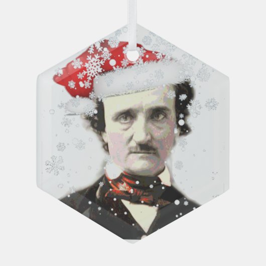 Fun Edgar Allan Poe Weihnachtsmannmütze Spaß Ornament Aus Glas (Vorderseite)