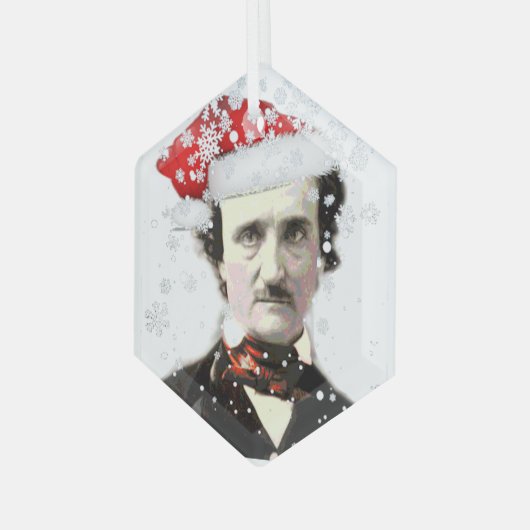 Fun Edgar Allan Poe Weihnachtsmannmütze Spaß Ornament Aus Glas (Vorderseite Links)