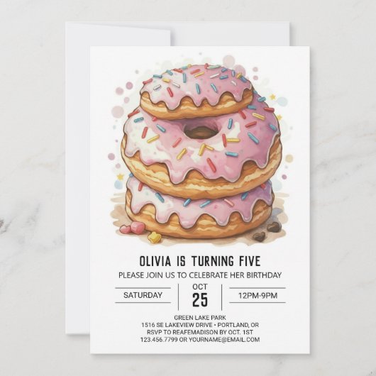 Fun Editable Donuts Geburtstag Einladung (Vorderseite)