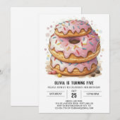 Fun Editable Donuts Geburtstag Einladung (Vorne/Hinten)