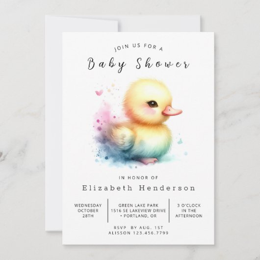 Fun Editable Duck Baby Dusche Einladung (Vorderseite)
