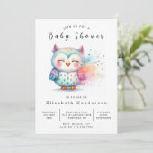 Fun Editable Owl Baby Dusche Einladung (Stehend Vorderseite)