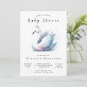 Fun Editable Swan Baby Dusche Einladung (Stehend Vorderseite)
