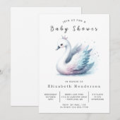 Fun Editable Swan Baby Dusche Einladung (Vorne/Hinten)