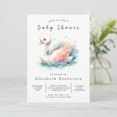 Fun Editable Swan Baby Dusche Einladung (Stehend Vorderseite)