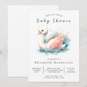 Fun Editable Swan Baby Dusche Einladung (Vorne/Hinten)