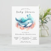 Fun Editable Whale Baby Dusche Einladung (Stehend Vorderseite)