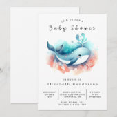 Fun Editable Whale Baby Dusche Einladung (Vorne/Hinten)