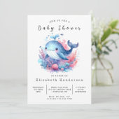 Fun Editable Whale Baby Dusche Einladung (Stehend Vorderseite)