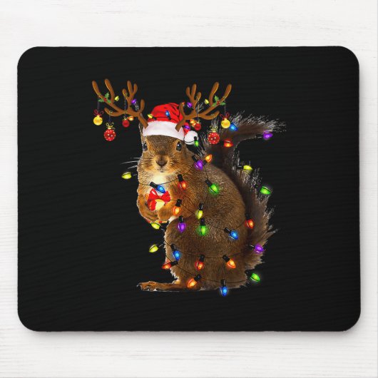 Fun Eichhörnchen Weihnachtsbaum Lichter Rentier Sa Mousepad (Vorne)