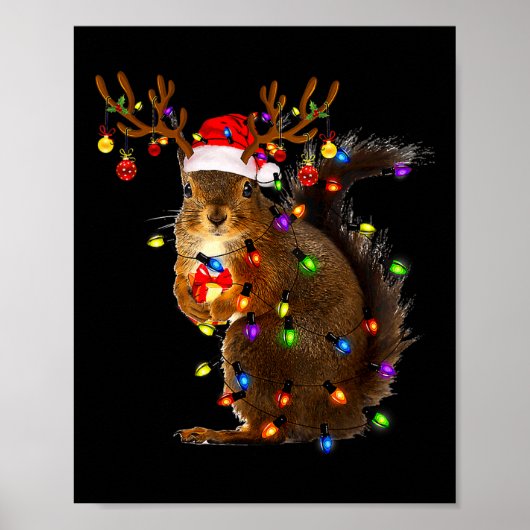Fun Eichhörnchen Weihnachtsbaum Lichter Rentier Sa Poster (Vorne)