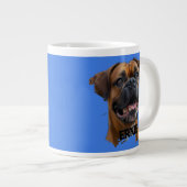 Fun Einzigartiger Boxer Dog Vater Lover Foto Blau Jumbo-Tasse (Vorderseite Rechts)