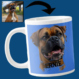 Fun Einzigartiger Boxer Dog Vater Lover Foto Blau Jumbo-Tasse