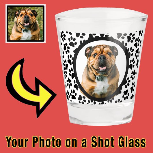 Fun Einzigartiges Kleine Geschenk Dog Pup Foto Paw Schnapsglas