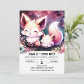 Fun Elegant Fox Geburtstag Einladung (Stehend Vorderseite)