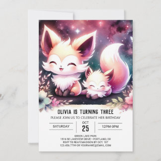 Fun Elegant Fox Geburtstag Einladung
