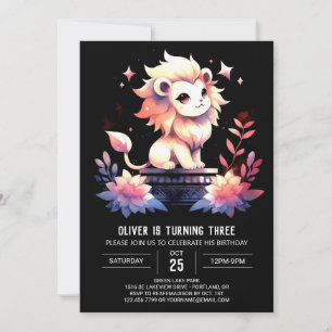 Fun Elegant Lion Birthday Einladung