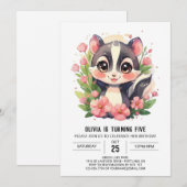Fun Elegant Skunk Geburtstag Einladung (Vorne/Hinten)