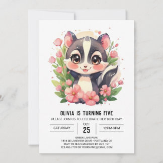 Fun Elegant Skunk Geburtstag Einladung