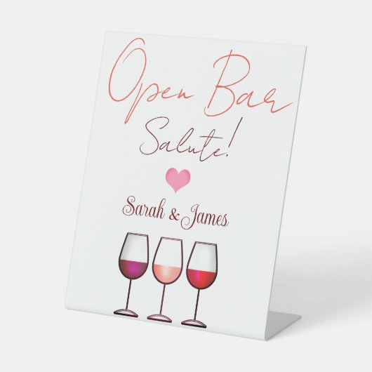 Fun elegante Hochzeitsfeier mit offenen Bar Podest Sockelschild (Vorderseite)