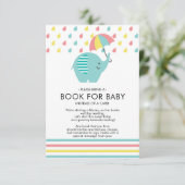 Fun Elephant Baby Shower Book for Baby Einladung (Stehend Vorderseite)