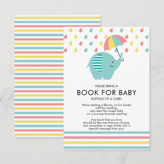 Fun Elephant Baby Shower Book for Baby Einladung (Vorne/Hinten)