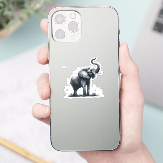 Fun Elephant Big First Impression Zitat Tierkunst Aufkleber (Telefon)