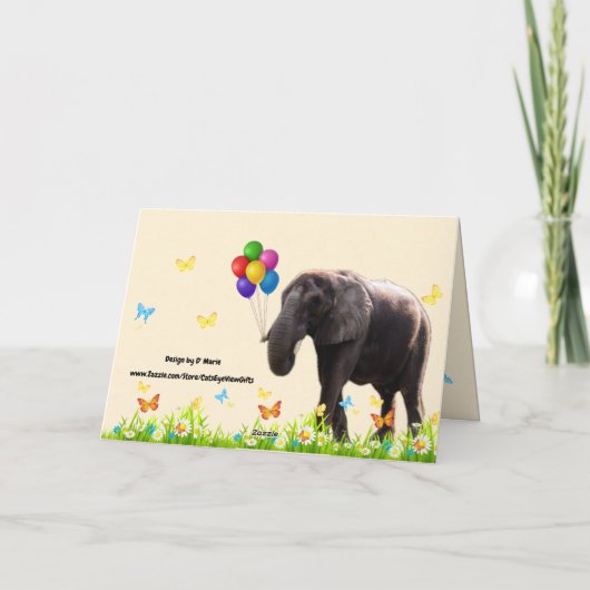 Fun Elephant Geburtstagskarte Karte (Rückseite)