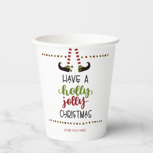 Fun Elf Holly Jolly Weihnachten Personalisiert Pappbecher