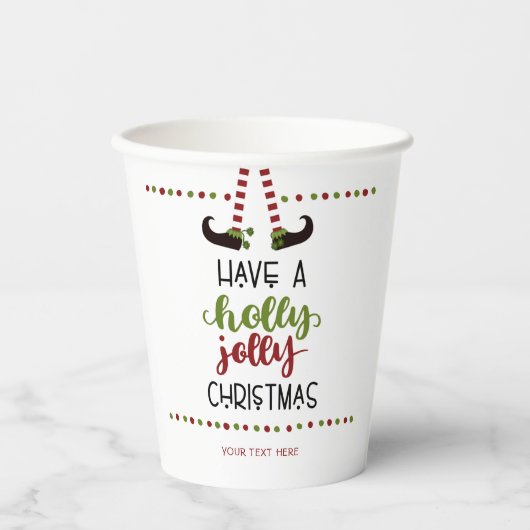 Fun Elf Holly Jolly Weihnachten Personalisiert Pappbecher (Vorderseite)