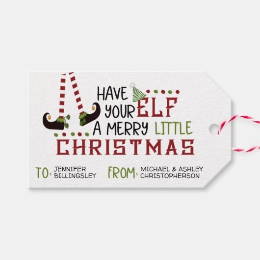 Fun Elf Legs Fröhliche kleine Weihnachten bis Geschenkanhänger (Vorderseite (Horizontal))