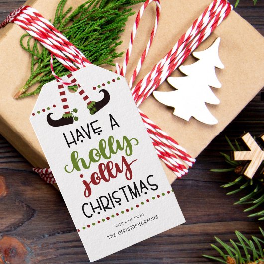 Fun Elf Legs Holly Jolly Weihnachten Geschenkanhänger