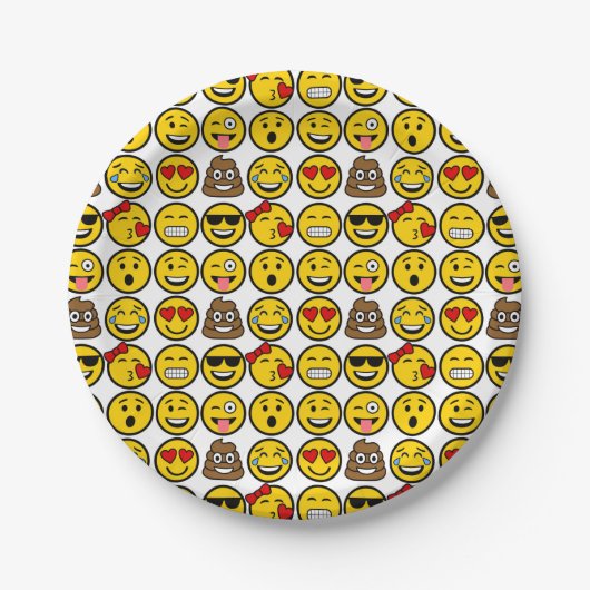 Fun Emoji Pattern Emotion Faces Pappteller (Vorderseite)