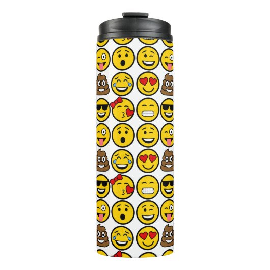 Fun Emoji Pattern Emotion Faces Thermosbecher (Vorderseite)
