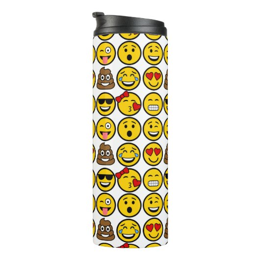 Fun Emoji Pattern Emotion Faces Thermosbecher (Nach rechts gedreht)
