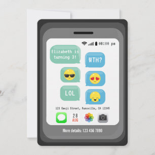 Fun Emoji Text Message Kindergeburtstag Party Einladung