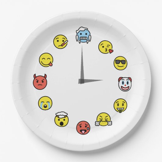 Fun Emoji Uhrenfaser Papierplatte Pappteller (Vorderseite)