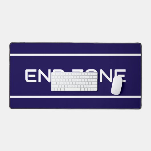 Fun END ZONE Modern White Text Stripes Deep Navy Schreibtischunterlage (Tastatur & Maus)